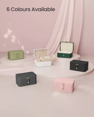 Ékszertartó doboz, utazó ékszertartó, 2 szintes, zselé rózsaszín