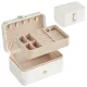 Ékszertartó doboz, utazó ékszertartó, 2 szintes, felhőfehér 20x15x10cm