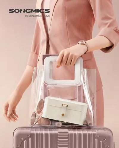 Ékszertartó doboz, utazó ékszertartó, 2 szintes, felhőfehér 20x15x10cm