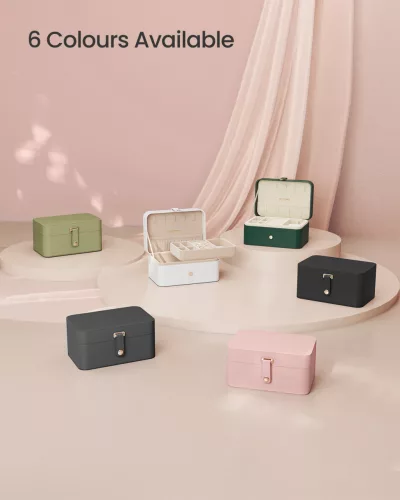 Ékszertartó doboz, utazó ékszertartó, 2 szintes, felhőfehér 20x15x10cm