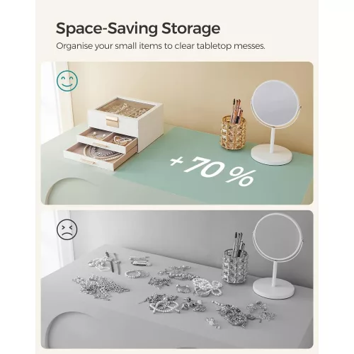 SONGMICS Ékszerdoboz üvegfedéllel, 3 rétegű ékszerrendező 2 fiókkal, ékszertároló,