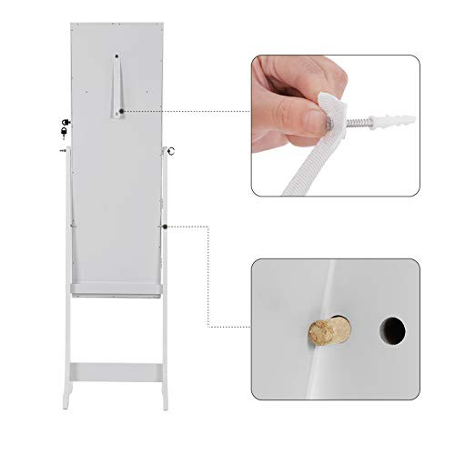 SONGMICS LED Ékszeres Szekrény, Teljes Hosszúságú Tükrös Ékszer Armoire, Zárható Ékszer