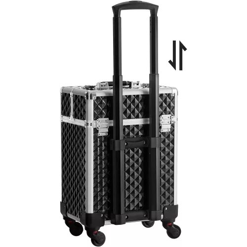 SONGMICS Sminkes táska, bőrönd, sminkes táska fogantyúval, 4 univerzális kerékkel, 4
