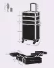 SONGMICS JHZ014B01 Nagy méretű görgős profi sminkes koffer üres sminkes táska 4 univerzális