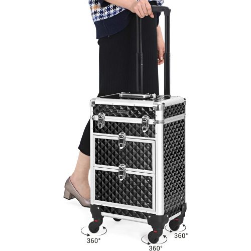 SONGMICS Zárható Sminkes Táska, Görgős Kozmetikai Szépségápolási Trolley Doboz,