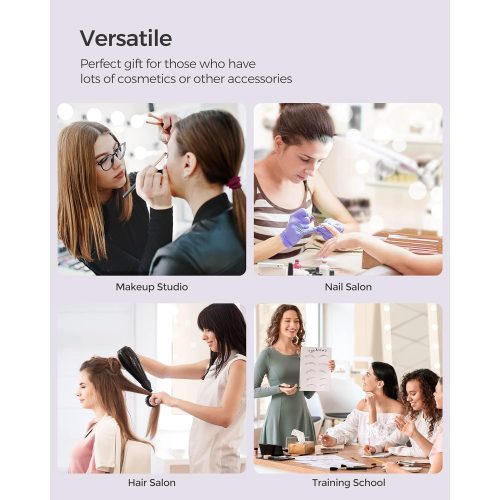 SONGMICS Professzionális sminktáska, 4 az 1-ben utazó szépségkocsi, nagy kozmetikai kocsi