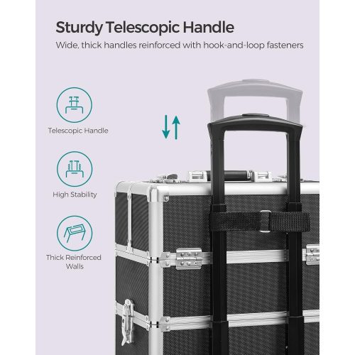SONGMICS Professzionális sminktáska, 4 az 1-ben utazó szépségkocsi, nagy kozmetikai kocsi