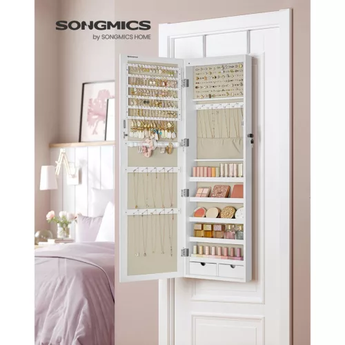 SONGMICS Ékszerszekrény Armoire, Zárható Fali Tároló Szervező Egység