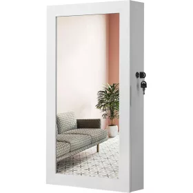   Falra szerelhető ékszerszekrény, zárható, tükörrel, fehér