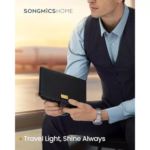 ONGMICS HOME RONNE kollekció - 3 órás tok, óratartó utazáshoz, szőtt dombornyomott PU bőr,