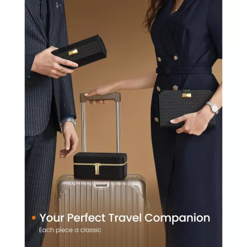 ONGMICS HOME RONNE kollekció - 3 órás tok, óratartó utazáshoz, szőtt dombornyomott PU bőr,