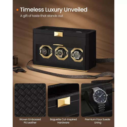 SONGMICS HOME RONNE Kollekció - 9 férőhelyes óratartó doboz, óratartó vitrin üvegablakokkal,