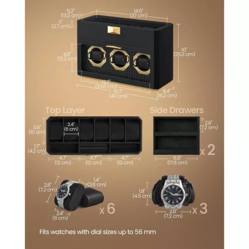 SONGMICS HOME RONNE Kollekció - 9 férőhelyes óratartó doboz, óratartó vitrin üvegablakokkal,