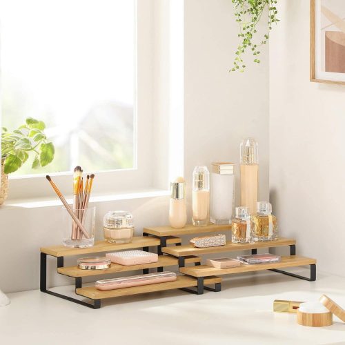 SONGMICS fűszertartó, 2 darab szekrény polc rendező, 3 szintes kihúzható fűszer tartó,