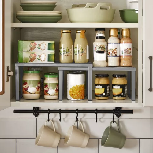 Konyhai rendszerező polc, 2 db, ezüst