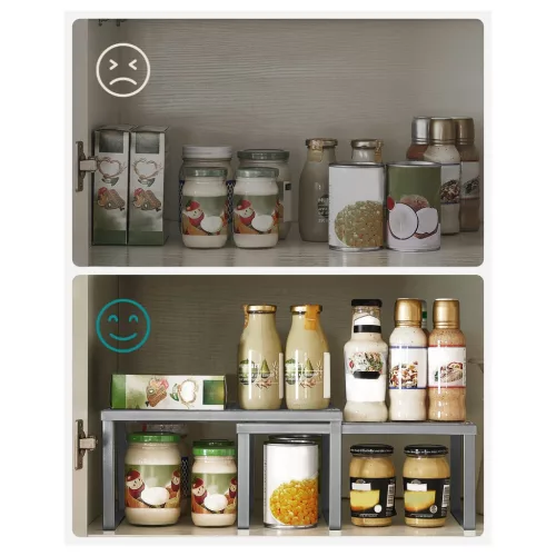 Konyhai rendszerező polc, 2 db, ezüst