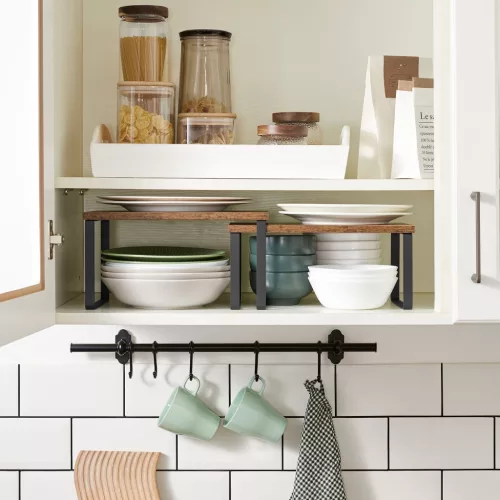 Konyhai rendszerező polc, 2 db, rusztikus barna