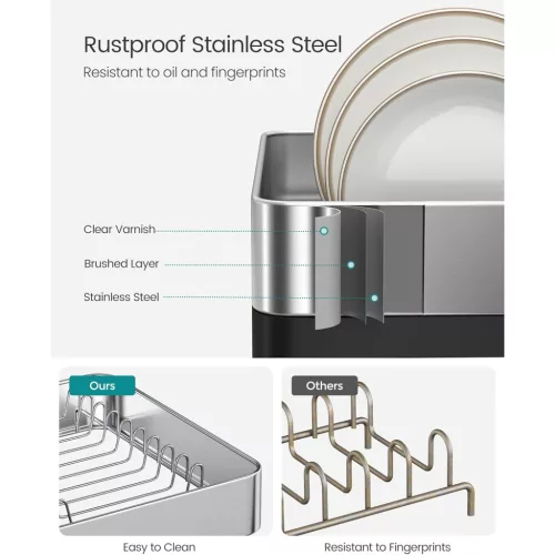 SONGMICS edényszárító állvány, bővíthető edényszárító, rozsdamentes acél konyhai