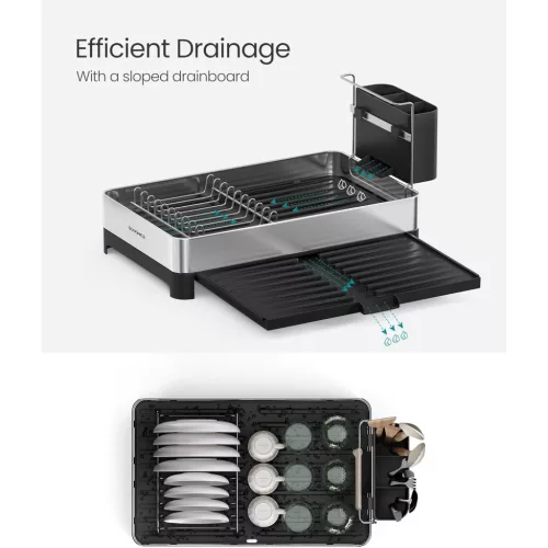 SONGMICS edényszárító állvány, bővíthető edényszárító, rozsdamentes acél konyhai