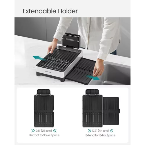 SONGMICS edényszárító állvány, bővíthető edényszárító, rozsdamentes acél konyhai