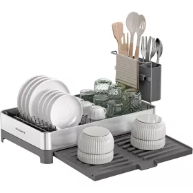 SONGMICS kis edényszárító állvány, bővíthető edényszárító konyhapultra, rozsdamentes