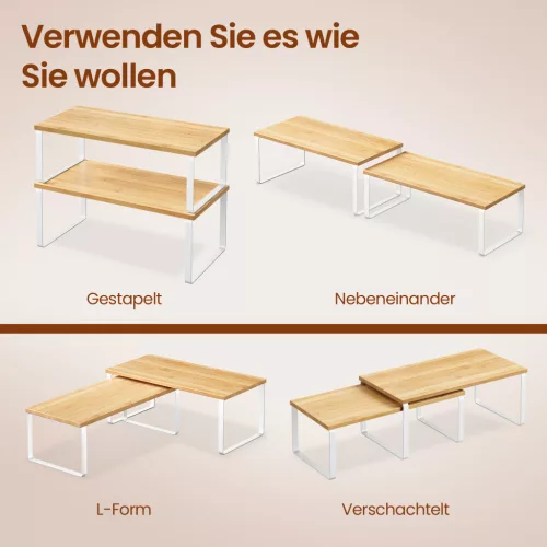 Bambusz konyhai rendszerező polc, 2 db széles kivitel