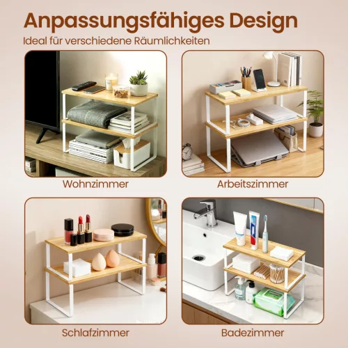 Bambusz konyhai rendszerező polc, 2 db széles kivitel