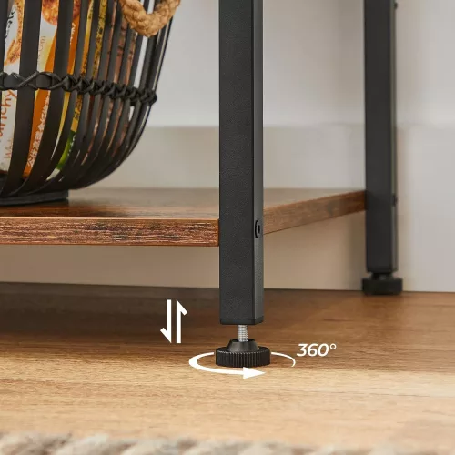 VASAGLE Konyhai Polc 3 Szintes Állvány 6 S-alakú Akasztóval Ipari Design Mikrohullámú Sütési