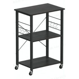 VASAGLE Konyhai Polc Kerekeken, Tálalókocsi 3 Polccal, Konyhai Kocsi, Mikrohullámú