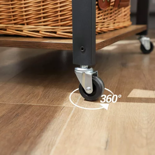 VASAGLE Konyhai polc kerekekkel, szervírozó kocsival, 3 polccal, mikrohullámú sütő polccal,