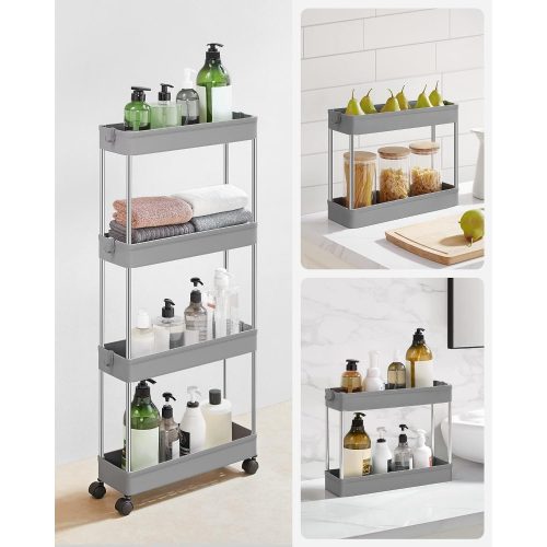 SONGMICS 4 szintes tolóasztal, görgős kocsi kerekekkel, helytakarékos keskeny konyhai