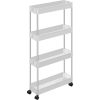 SONGMICS 4 szintes tárolókocsi kerekekkel, műanyag tároló egység, helytakarékos