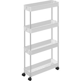 SONGMICS 4 szintes tárolókocsi kerekekkel, műanyag tároló egység, helytakarékos