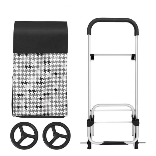 SONGMICS Bevásárlókocsi kerekeken, bevásárlókosár, 40L teherbírás, zsebekkel,