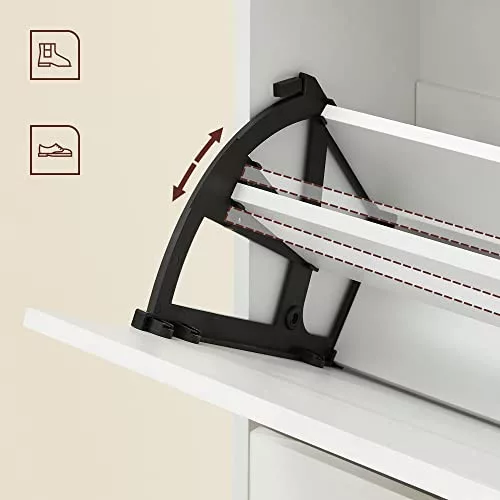 VASAGLE LBC02WTV1 Cipős szekrény 2 ajtóval, Cipős szekrény 2 rekeszzel, előszobába,