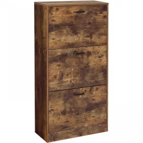 VASAGLE Cipős szekrény 3 fordítható ajtóval, 3 szintes fa tárolószekrény,