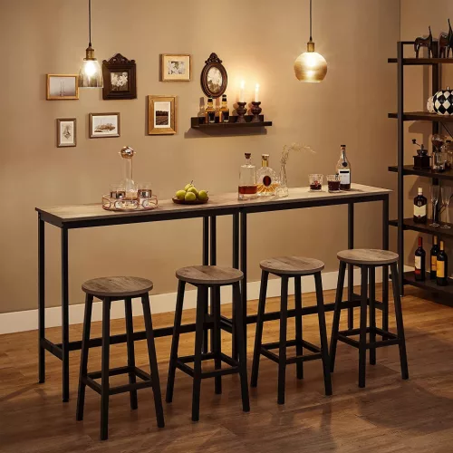 Bárszék 2 db, konyhai étkező szék, acélkeret, szürkésbarna