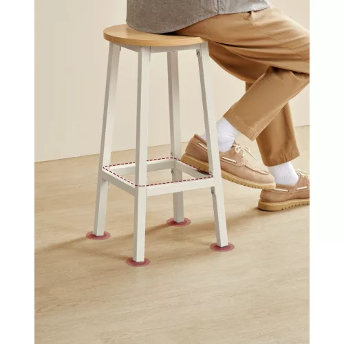 Bárszék 2 db, fém keret, lábtartóval, fehér tölgy