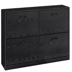   Cipősszekrény 4 ajtós, állítható elválasztóval, 16-28 pár cipő, fekete