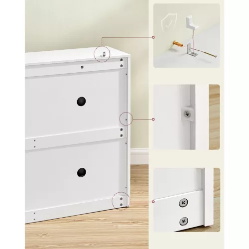 Cipősszekrény 4 lehajtható ajtóval, állítható, hófehér 82x24x106cm