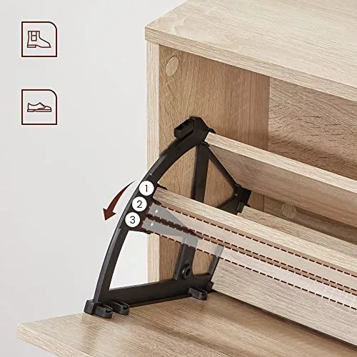 VASAGLE Cipős szekrény 3 ajtóval, cipőtartó szekrény 3 rekeszzel, állítható,