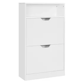   Cipőtároló 2 lenyitható rekesszel, 8-12 pár cipőnek, fehér