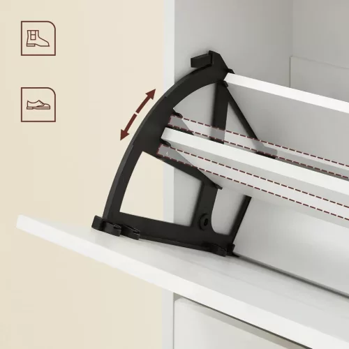 Cipős szekrény 2 rekesszel, fehér 60x24x102cm