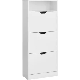   Cipősszekrény 3 ajtóval, állítható elválasztóval, felhajtható, felhő fehér