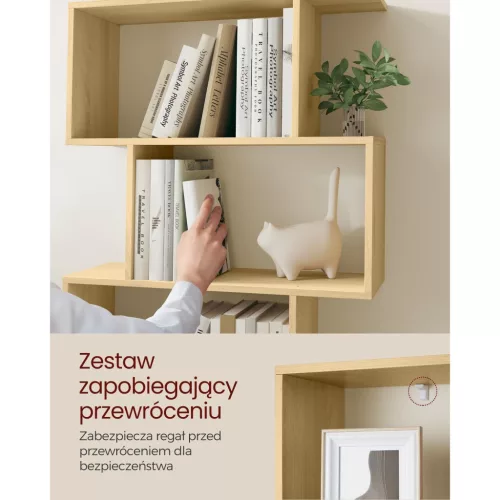 Könyvespolc, 6 szintes tárolóegység, természetes tölgy, 70 x 24 x 191 cm