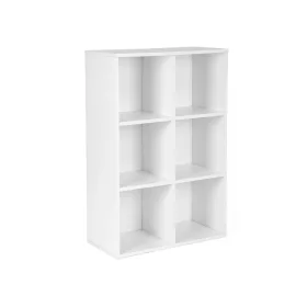   Könyvespolc, 3 szintes tárolópolc, 6 rekesszel, fehér 60x24x90cm