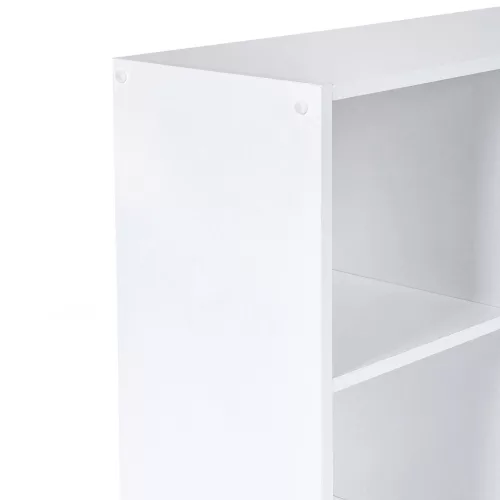 Könyvespolc, 3 szintes tárolópolc, 6 rekesszel, fehér 60x24x90cm