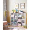 VASAGLE Könyvespolc, fa gyerekkönyvespolc 5 rekeszzel, padlón álló tároló egység