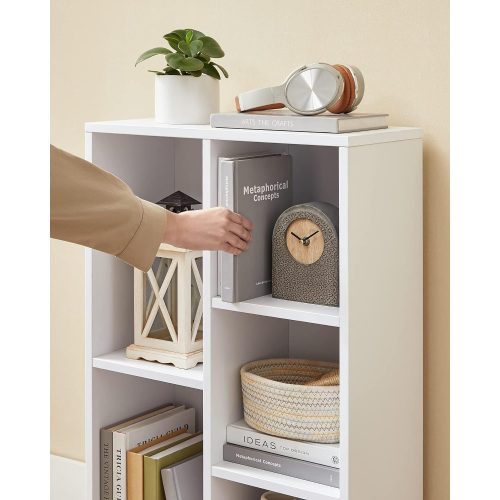 VASAGLE Könyvespolc, fa gyerekkönyvespolc 5 rekeszzel, padlón álló tároló egység