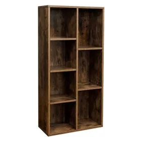 Könyvespolc, 7 rekeszes, rusztikus barna